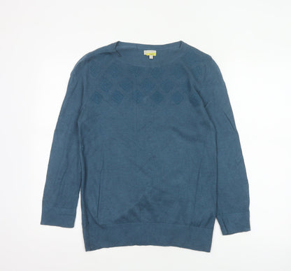 Hobbs NW3 Women’s Blue S Modal Cotton Argyle Knit Crew Neck Jumper