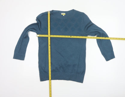 Hobbs NW3 Women’s Blue S Modal Cotton Argyle Knit Crew Neck Jumper