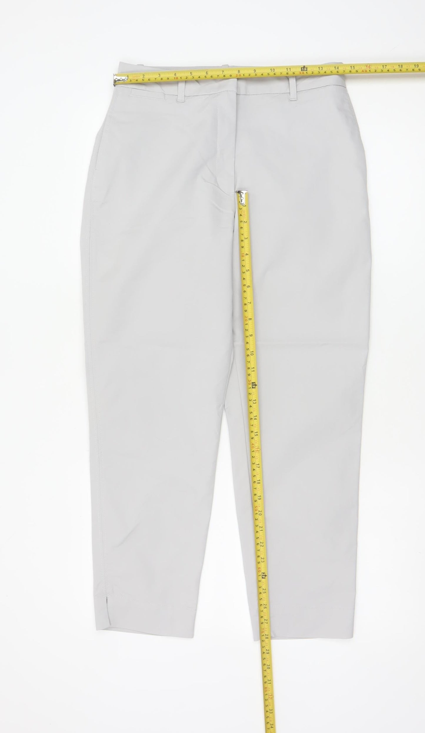 Marks and Spencer Women Grey UK 10 Tapered Cotton Modal Trousers