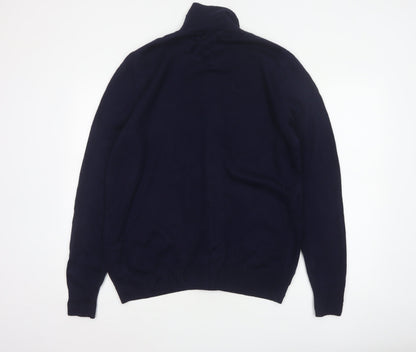 Jaeger Men’s Blue Merino Wool Collared Button Cardigan Large