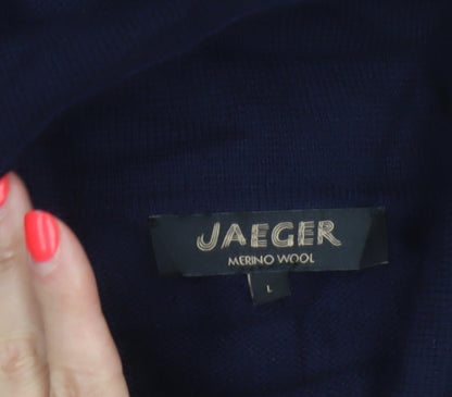 Jaeger Men’s Blue Merino Wool Collared Button Cardigan Large