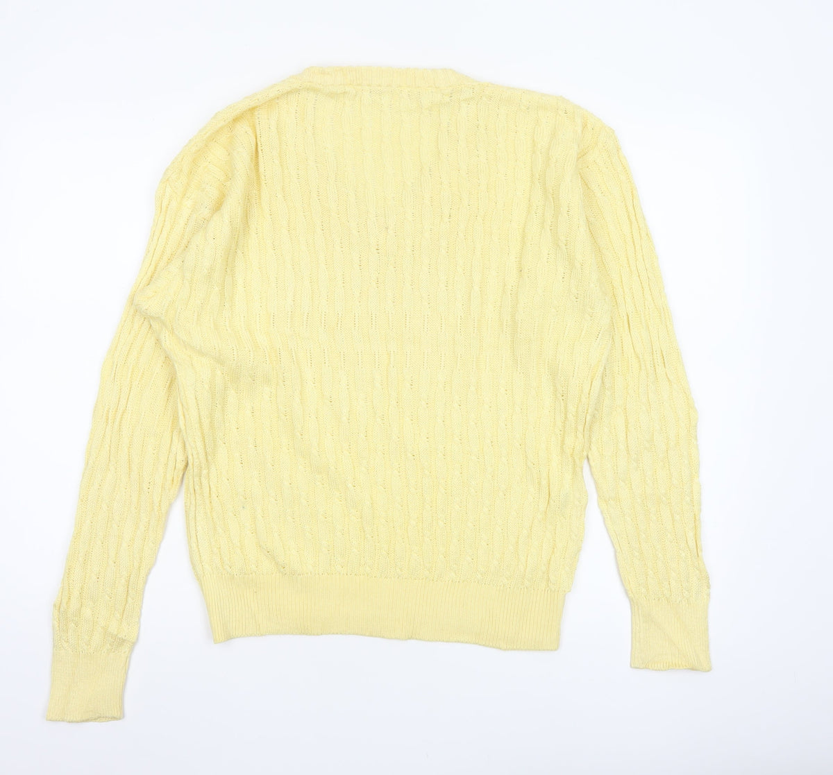 ROBRIGU Women’s Yellow Cable Knit V-Neck Pullover Jumper UK 16