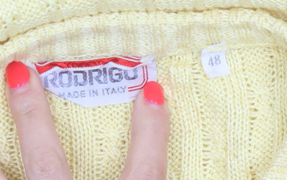 ROBRIGU Women’s Yellow Cable Knit V-Neck Pullover Jumper UK 16