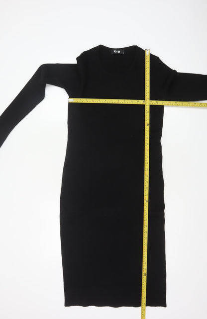 ME+EM Women Black Size 10 Merino Wool Long Sleeve Jumper Dress