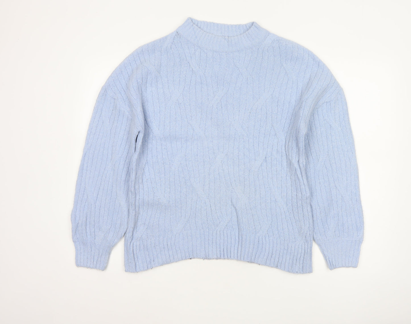 Dorothy Perkins Women Blue UK 12 Cable Knit Mock Neck Jumper