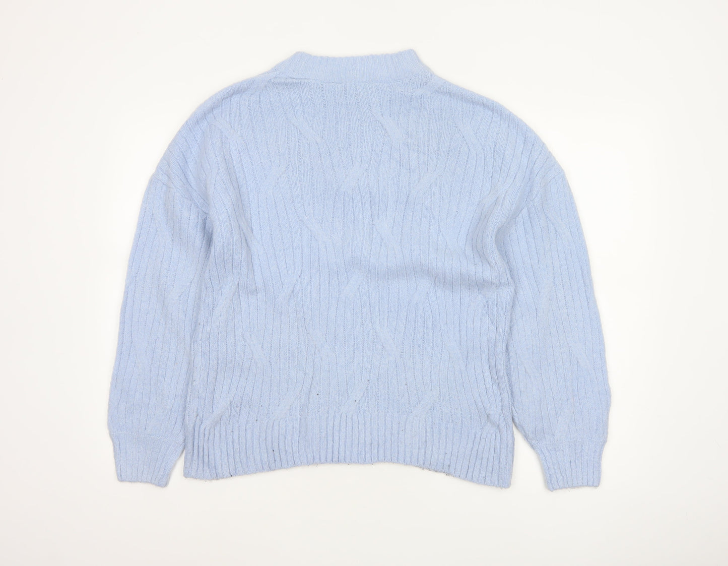 Dorothy Perkins Women Blue UK 12 Cable Knit Mock Neck Jumper