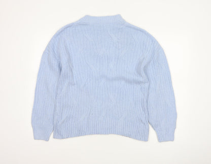 Dorothy Perkins Women Blue UK 12 Cable Knit Mock Neck Jumper