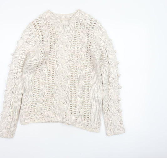 Falmer Heritage Women's Ivory Size 12 Cable Knit Bobble Jumper