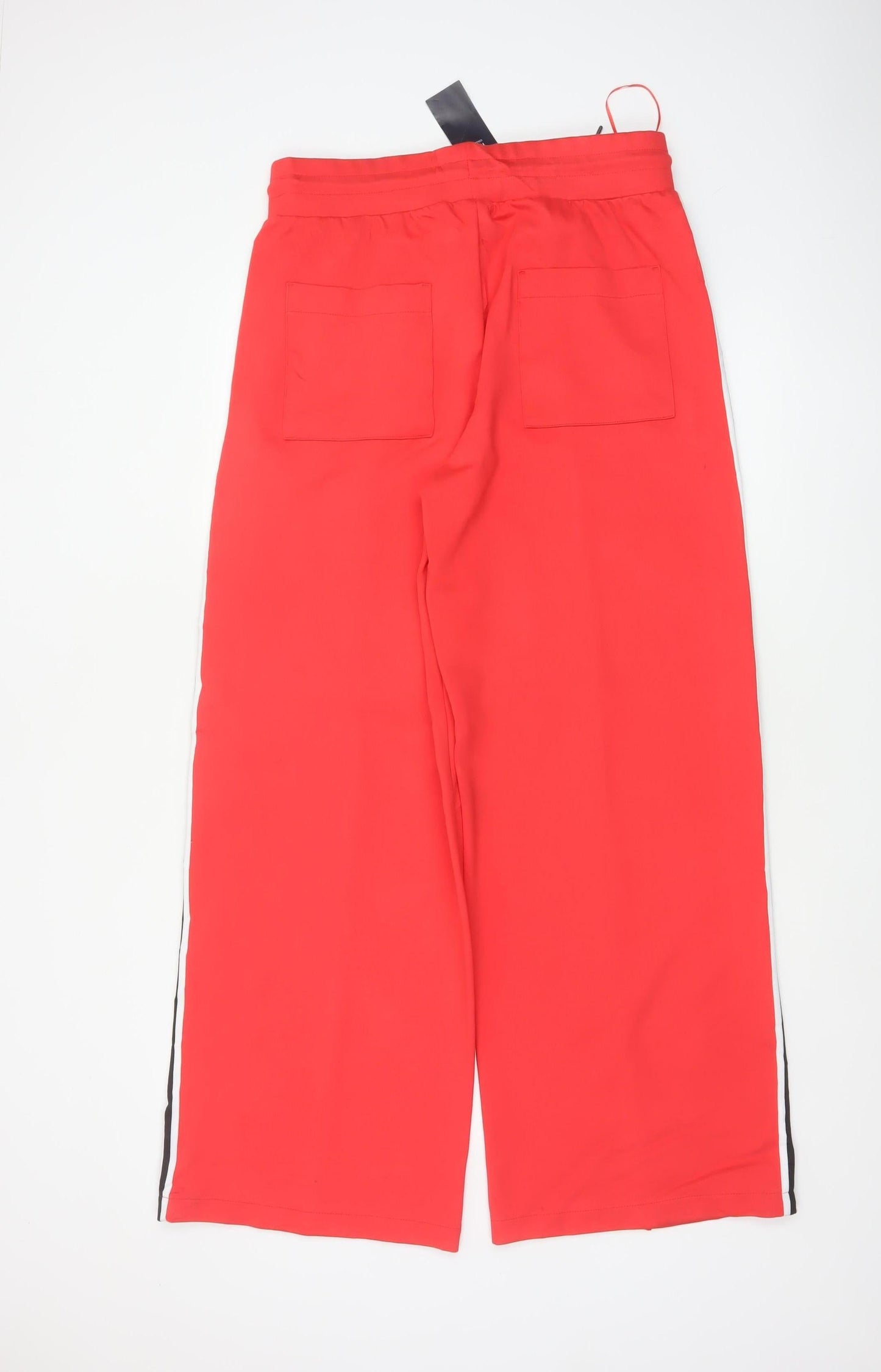 Marks and Spencer Women Red UK 14 Wide-Leg Drawstring Stripe Trousers