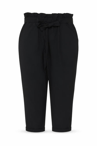 BODYFLIRT Women’s Black UK 18 Paperbag Tie Belt Tapered Trousers