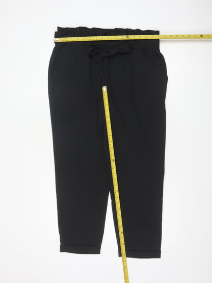 BODYFLIRT Women’s Black UK 18 Paperbag Tie Belt Tapered Trousers