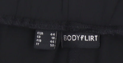 BODYFLIRT Women’s Black UK 18 Paperbag Tie Belt Tapered Trousers