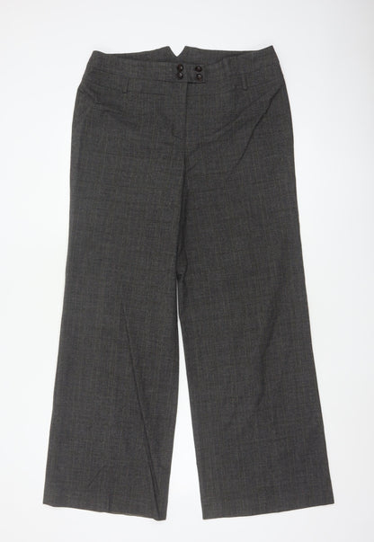 Alex & Co Women Grey Check Wide-Leg Dress Trousers UK 14