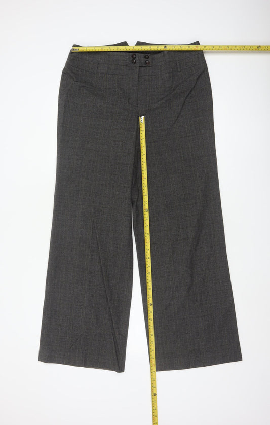 Alex & Co Women Grey Check Wide-Leg Dress Trousers UK 14