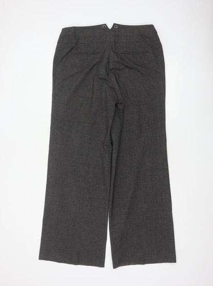 Alex & Co Women Grey Check Wide-Leg Dress Trousers UK 14
