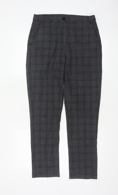 Zaccia Women’s Grey Check Tapered Dress Trousers UK 10 Stretch