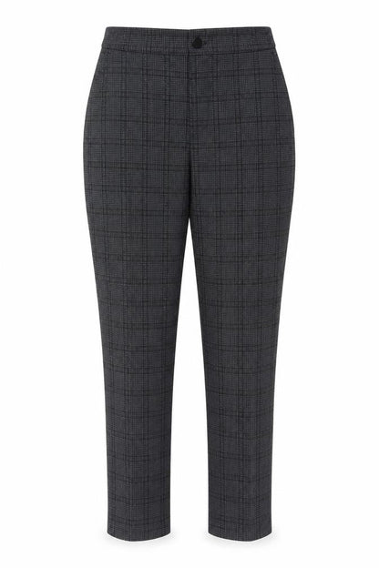 Zaccia Women’s Grey Check Tapered Dress Trousers UK 10 Stretch