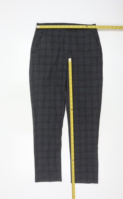 Zaccia Women’s Grey Check Tapered Dress Trousers UK 10 Stretch