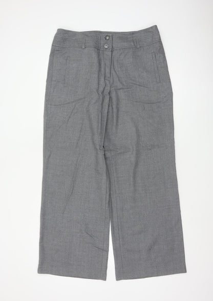 Alex & Co Women Grey UK 14 Wool Blend Straight Tailored Trousers