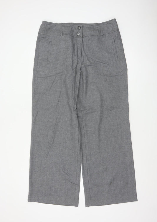 Alex & Co Women Grey UK 14 Wool Blend Straight Tailored Trousers