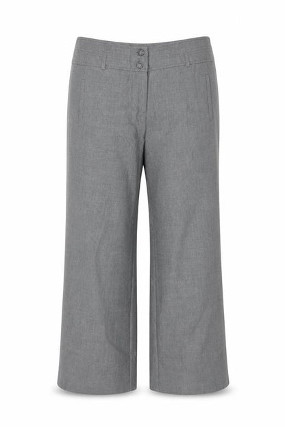 Front view of Alex & Co Women Grey UK 14 Wool Blend Straight Tailored Trousers