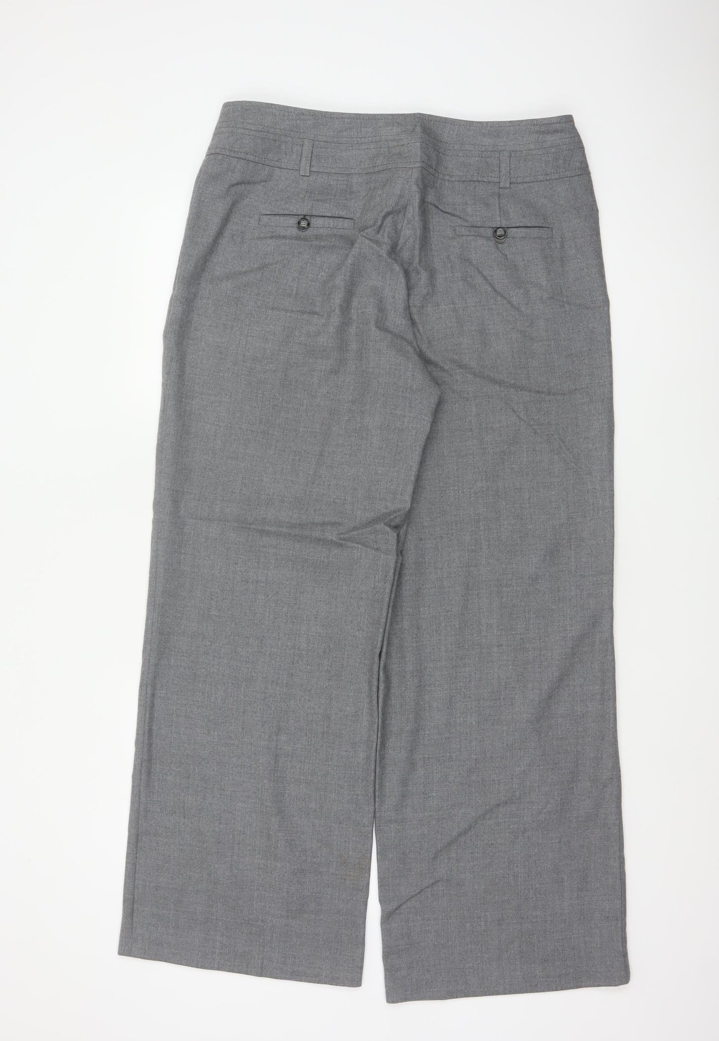 Alex & Co Women Grey UK 14 Wool Blend Straight Tailored Trousers
