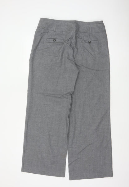 Alex & Co Women Grey UK 14 Wool Blend Straight Tailored Trousers