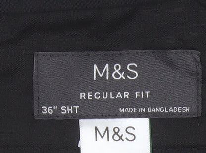 Marks and Spencer Men's Grey 36 Short Regular Fit Dress Trousers
