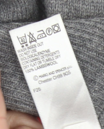 Marks & Spencer Men Grey M Pure Wool V-Neck Knitted Jumper Vest