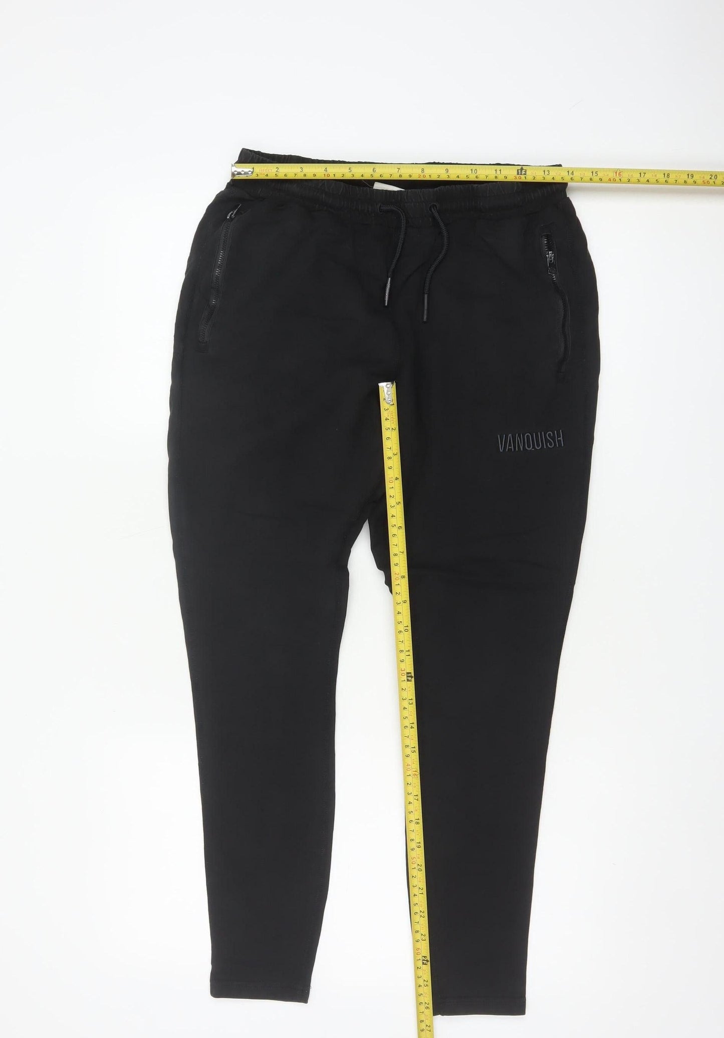 Vanquish Women’s Black L Tapered Jogger Trousers Zip Pockets