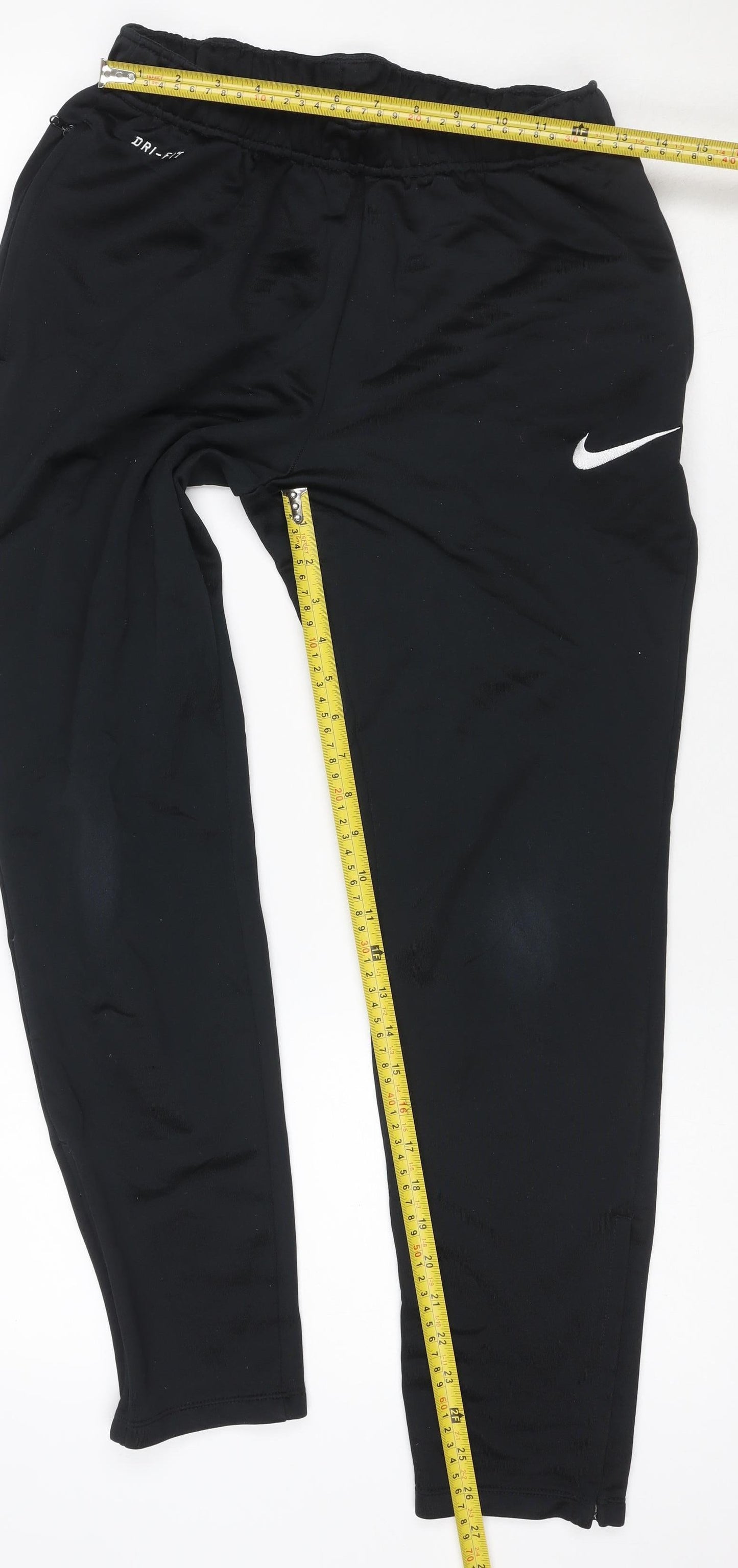Nike Men Black M Dri-FIT Track Pants Jogger Tapered Zip Pockets