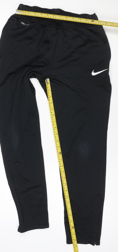 Nike Men Black M Dri-FIT Track Pants Jogger Tapered Zip Pockets