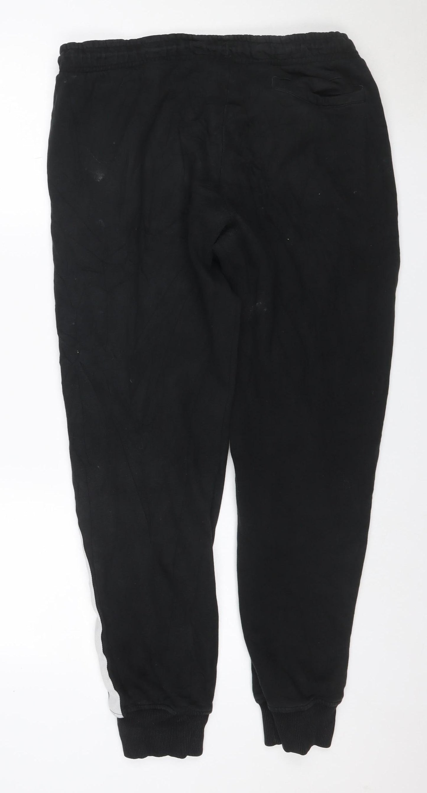 Puma Men Black L Track Pants Joggers Logo Tape Elastic Waist