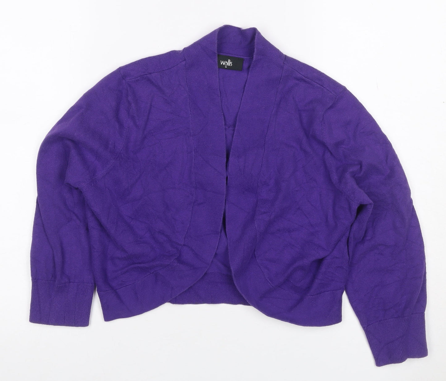 Wallis Women Purple M Open Front Knit Cotton Cardigan Long Sleeve