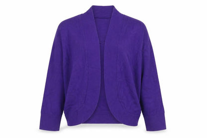 Wallis Women Purple M Open Front Knit Cotton Cardigan Long Sleeve