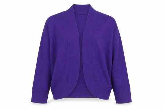 Wallis Women Purple M Open Front Knit Cotton Cardigan Long Sleeve