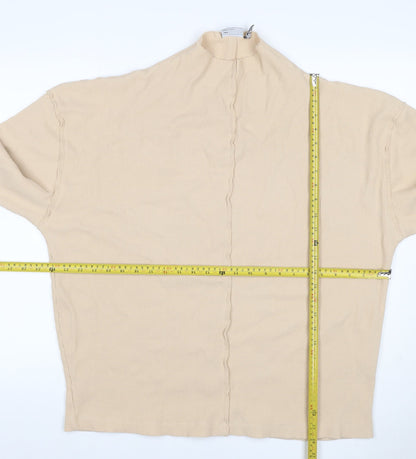 ASOS Men’s Beige XL Waffle Knit Mock Neck Pullover Sweatshirt