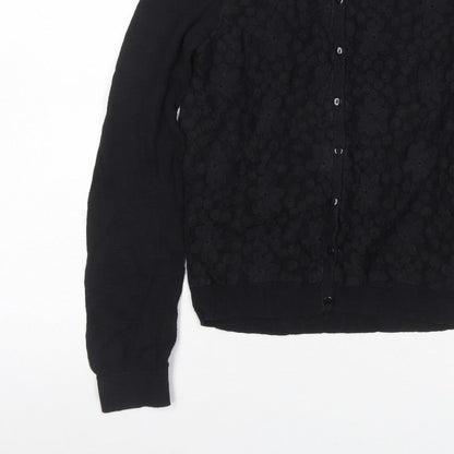Dorothy Perkins Women Black Size 14 Floral Lace Knit Cardigan