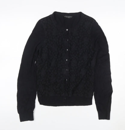 Dorothy Perkins Women Black Size 14 Floral Lace Knit Cardigan