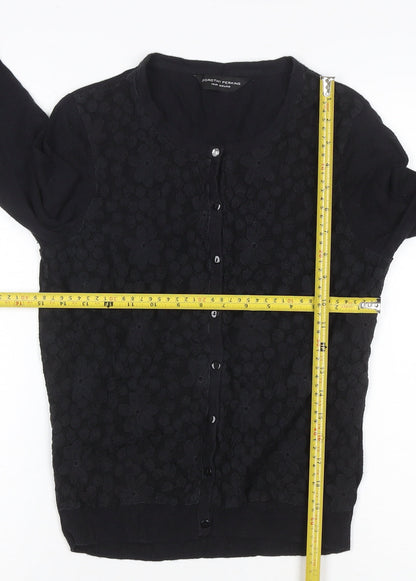 Dorothy Perkins Women Black Size 14 Floral Lace Knit Cardigan