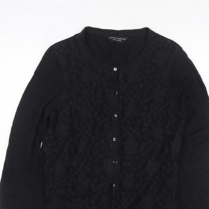 Dorothy Perkins Women Black Size 14 Floral Lace Knit Cardigan