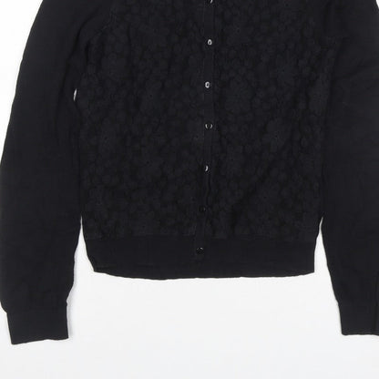 Dorothy Perkins Women Black Size 14 Floral Lace Knit Cardigan