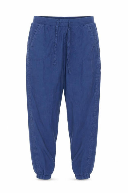 Marks & Spencer Women Blue UK 10 Linen Jogger Trousers Drawstring