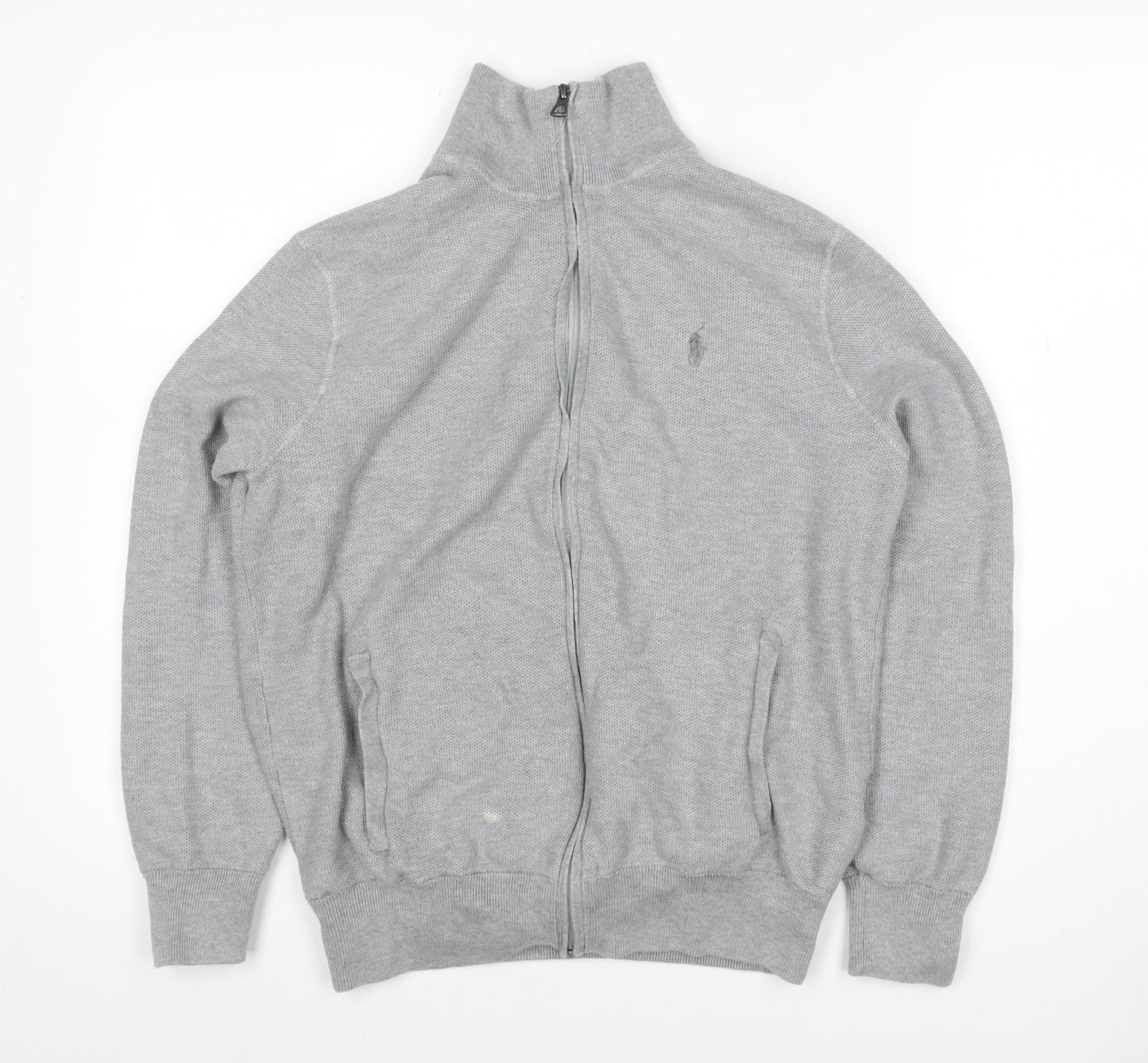 Polo Ralph Lauren Men’s Grey S Full Zip Pima Cotton Knit Sweatshirt