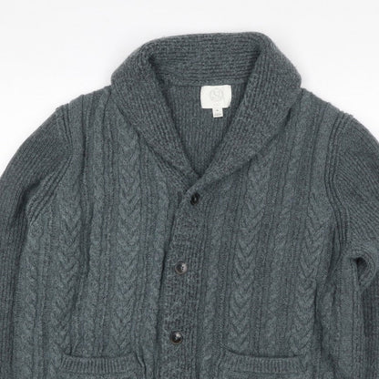 SMOG Men’s Grey XL Cable Knit Shawl Collar Button Cardigan Pockets
