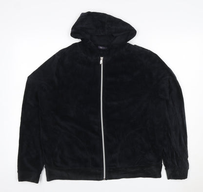 Marks and Spencer Women Black UK 14 Velour Full Zip Hooded Hoodie