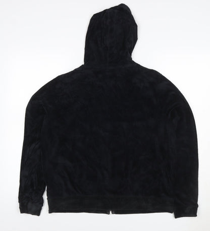 Marks and Spencer Women Black UK 14 Velour Full Zip Hooded Hoodie