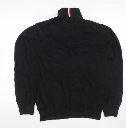 Tommy Hilfiger Men’s Black M 1/4 Zip High Neck Cotton Jumper