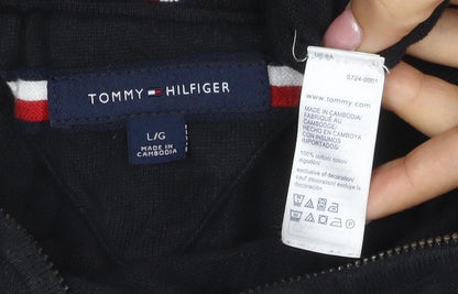Tommy Hilfiger Men’s Black M 1/4 Zip High Neck Cotton Jumper