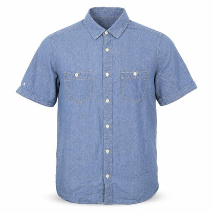 Stone Bay Men’s Blue M Cotton Chambray Short Sleeve Button-Up Shirt